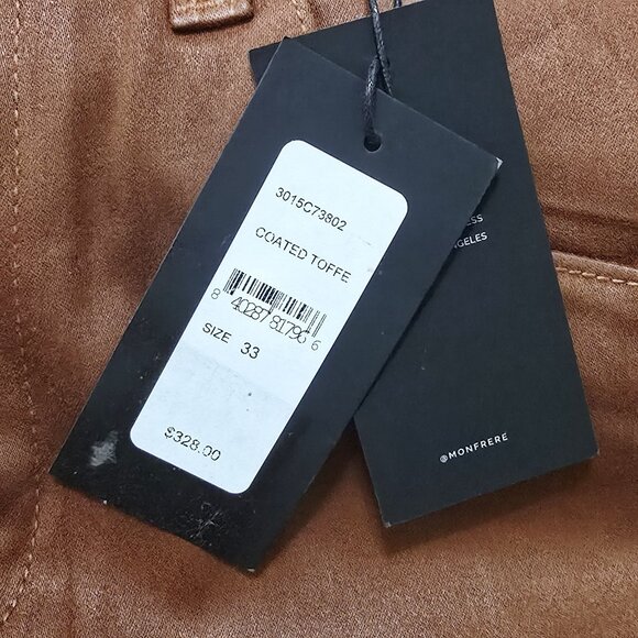 Monfrere - 33 Preston Cargo Pants Slim Fit Stretch Utility Coated Toffee $328 - Picture 5 of 8